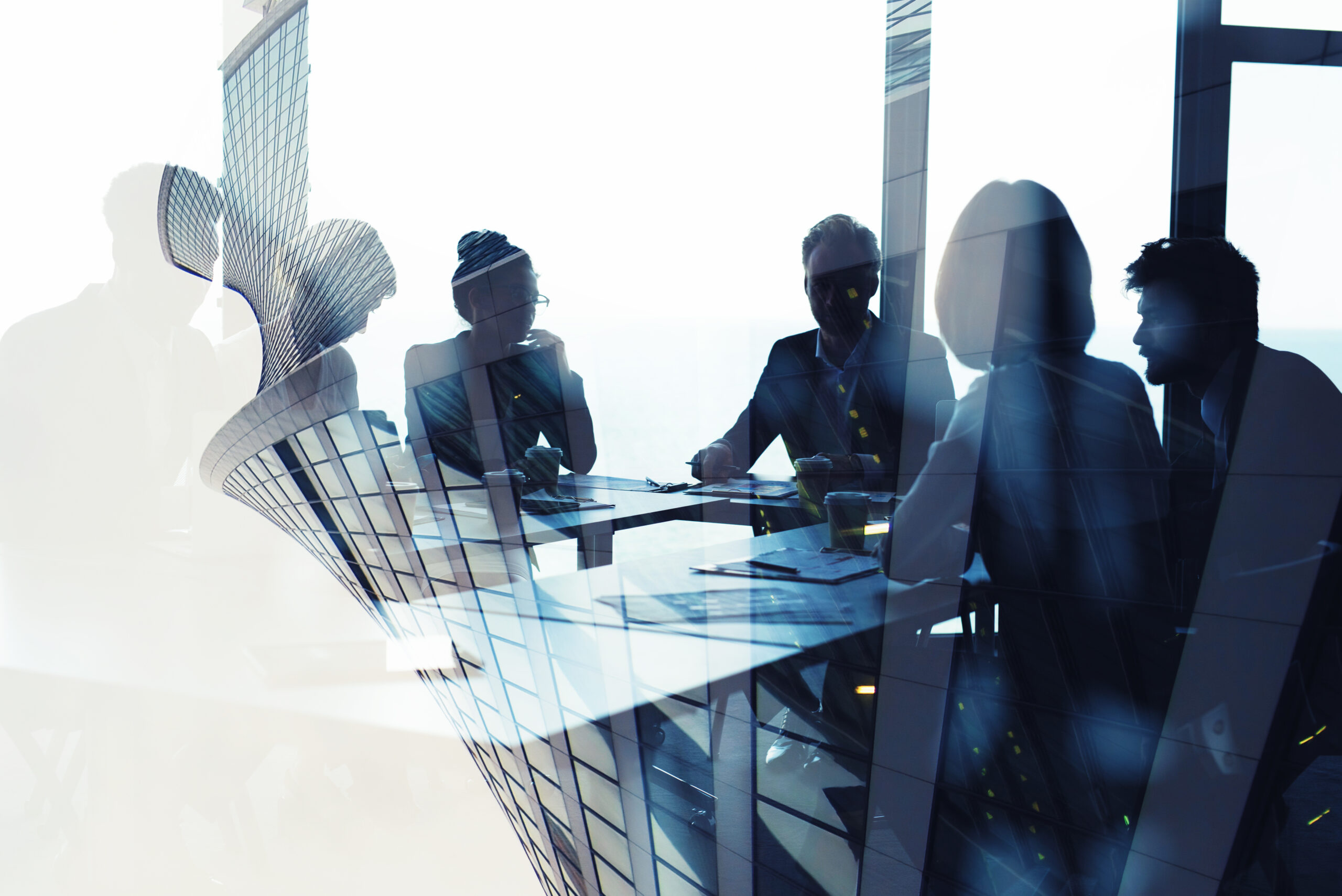 Background concept with business people silhouette at work
